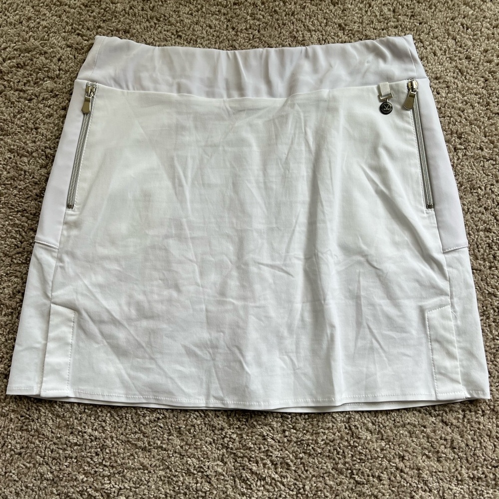 Anatomie White Luxury Golf Skirt with Zipper Details